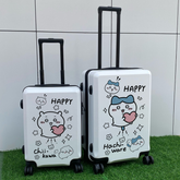 可愛いキャラ ゆるかわ キャリーケース 学生向け TSAロック、ドリンクホルダー付き 旅行用 ユニセックス キャリーバッグ