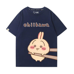 可愛いキャラ ゆるかわ トップス 箸で挟まれる ユニセックス 半袖Tシャツ