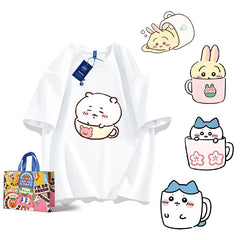 可愛いキャラ ゆるかわ トップス カップ ユニセックス 半袖Tシャツ