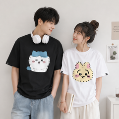 可愛いキャラ ゆるかわ トップス 毛が逆立った表情 ユニセックス 半袖Tシャツ