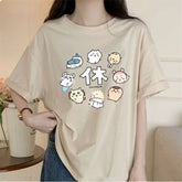 可愛いキャラ ゆるかわ トップス 休日 ユニセックス 半袖Tシャツ