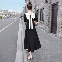 エレガント シェイプアップ 半袖 バックリボン レディース ワンピース