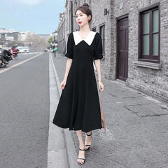 エレガント シェイプアップ 半袖 バックリボン レディース ワンピース