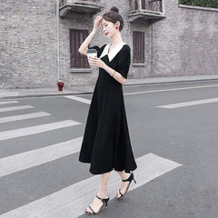 エレガント シェイプアップ 半袖 バックリボン レディース ワンピース