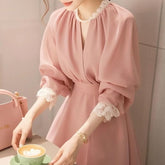 エレガント フレンチ カフスレース レディース ワンピース