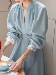 エレガント フレンチ カフスレース レディース ワンピース