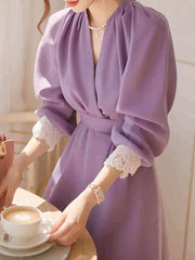 エレガント フレンチ カフスレース レディース ワンピース