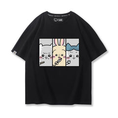 可愛いキャラ ゆるかわ トップス 食事 ユニセックス 半袖Tシャツ