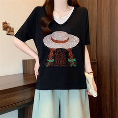 サマープリント×フェイクツーウェイ 半袖 レディース Tシャツ トップス