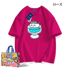 可愛いキャラ ゆるかわ トップス プリン ユニセックス 半袖Tシャツ