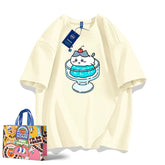 可愛いキャラ ゆるかわ トップス プリン ユニセックス 半袖Tシャツ