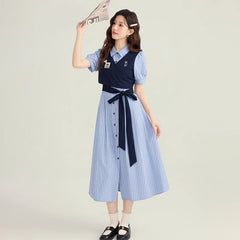 サマー フレンチ ガーリースクール ストライプ ワンピース