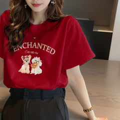 半袖 キュート動物 Tシャツ レディース トップス