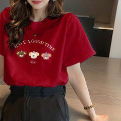 半袖 キュート動物 Tシャツ レディース トップス