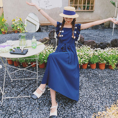 フリル袖 リボンデザイン シェイプアップ ワンピース