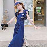 フリル袖 リボンデザイン シェイプアップ ワンピース