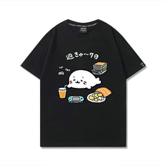 キャラクター 可愛い トップス 週きゅ~7日 ユニセックス 半袖Tシャツ