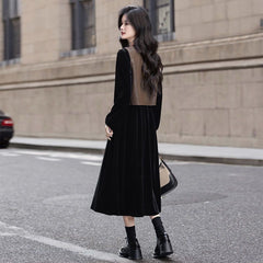 シングルボタンベスト&ロングスリーブワンピース レディース セットアップ