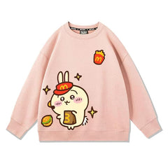 可愛いキャラ ゆるかわ トップス アルバイト生 ユニセックス 長袖 スウェット