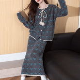 キュートな花柄カーディガンとスカート レディース セットアップ