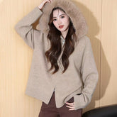 フード付き モコモコ ジッパー カーディガン レディース アウター