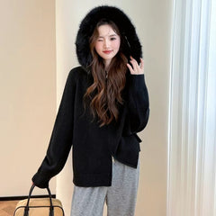 フード付き モコモコ ジッパー カーディガン レディース アウター