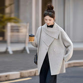 ゆったり たち襟 ウール ロングコート レディース アウター