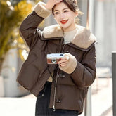 ボア ワイドカラー ショート ダウンジャケット レディース アウター