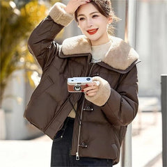 ボア ワイドカラー ショート ダウンジャケット レディース アウター