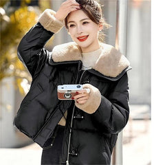 ボア ワイドカラー ショート ダウンジャケット レディース アウター