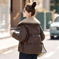 ボア ワイドカラー ショート ダウンジャケット レディース アウター