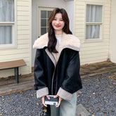 冬季 モトジャケット風 厚手 保温 レディースダウンジャケット