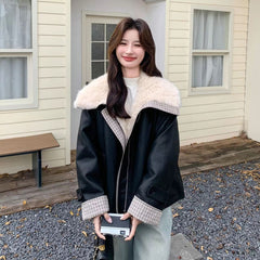 冬季 モトジャケット風 厚手 保温 レディースダウンジャケット