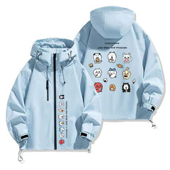 可愛いキャラ ゆるかわ ジャケット 美食家 防風 防寒 ユニセックス プリント カジュアル アウター