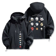 可愛いキャラ ゆるかわ ジャケット 美食家 防風 防寒 ユニセックス プリント カジュアル アウター