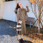 キュートなリボン襟ツイードジャケット&スカート レディース春セットアップ