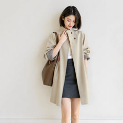 上品 ブリティッシュ風 ミディ丈 トレンチコート レディース アウター