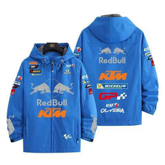 バイカースタイル アウター スポンサー風プリント RED BULL KTM メンズ 防風 防寒 レーシングジャケット