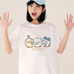 可愛いキャラ ゆるかわ トップス ドーナツ ユニセックス 半袖Tシャツ