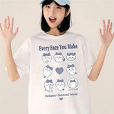 可愛いキャラ ゆるかわ トップス スタンプ ユニセックス 半袖Tシャツ