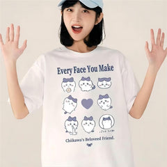 可愛いキャラ ゆるかわ トップス スタンプ ユニセックス 半袖Tシャツ