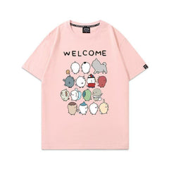 可愛いキャラ ゆるかわ トップス 親友 ユニセックス 半袖Tシャツ