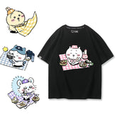 可愛いキャラ ゆるかわ トップス ピクニック ユニセックス 半袖Tシャツ