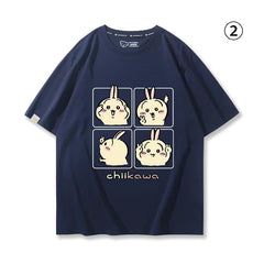 可愛いキャラ ゆるかわ トップス ポーズを取る ユニセックス 半袖Tシャツ