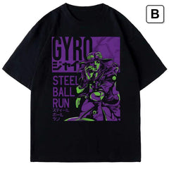 スタンド使い イラスト トップス スティール・ボール・ラン風 ユニセックス 半袖Tシャツ