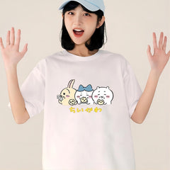 可愛いキャラ ゆるかわ トップス ぽっちゃり ユニセックス 半袖Tシャツ