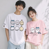可愛いキャラ ゆるかわ トップス 4タイプのキャラクタープリント ユニセックス 半袖Tシャツ