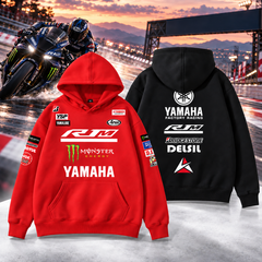 【薄手・裏起毛から選べる】バイカースタイル トップス モータースポーツ ロゴ&バイクプリント ユニセックス 長袖 パーカー