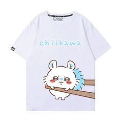 可愛いキャラ ゆるかわ トップス 箸で挟まれる ユニセックス 半袖Tシャツ