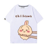 可愛いキャラ ゆるかわ トップス 箸で挟まれる ユニセックス 半袖Tシャツ
